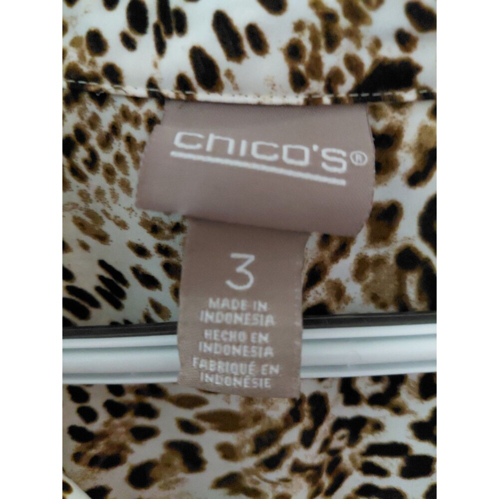 Chicos Women’s Leopard Print Button Down Shirt Tunic Animal Print Size 3(XL) - Picture 6 of 11